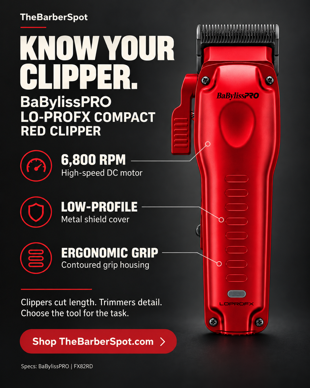 Red BaBylissPRO LO-PROFX Compact Clipper: Features & Uses