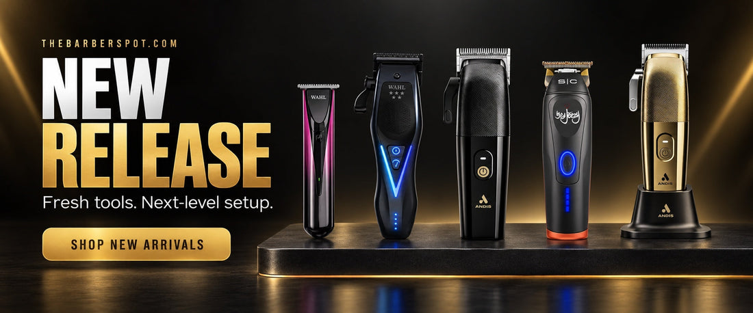 TheBarberSpot new arrivals: Wahl ColorStyle Duo and Vapor Switch, Andis Envy II and gold Envy clippers, and Stylecraft 360 Jeezy Trimmer.