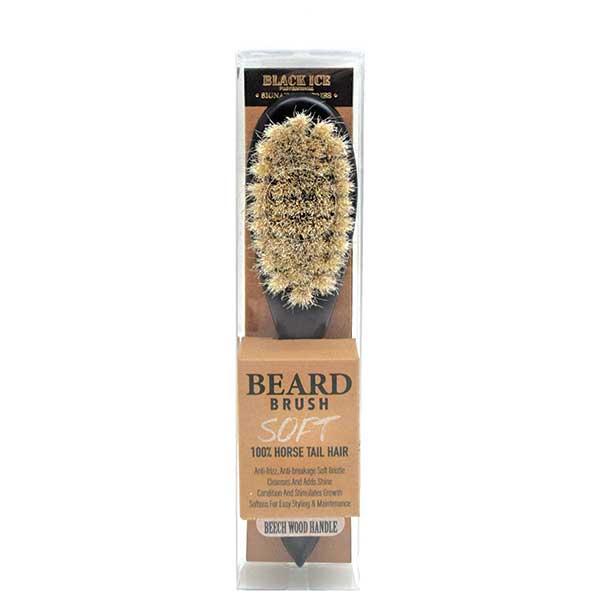 Black Ice Professional Soft Horse Tail Hair Beard Handle Brush