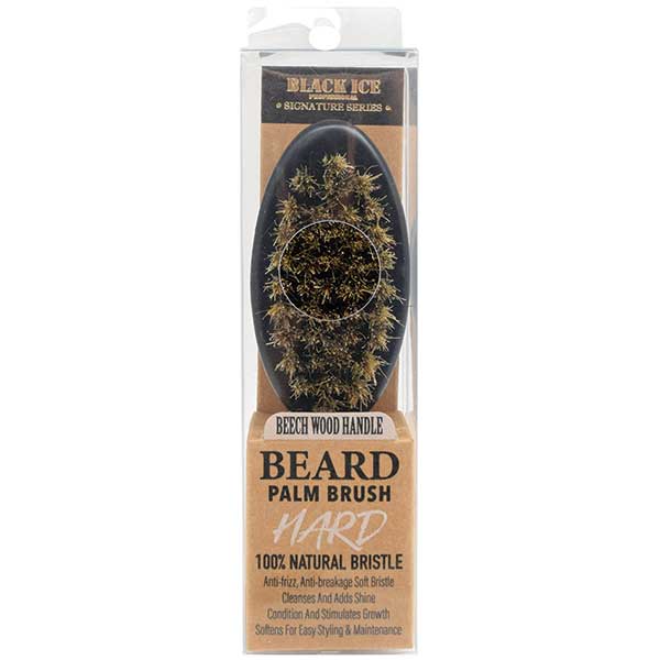 Black Ice Professional Hard Natural Bristle Beard Palm Brush