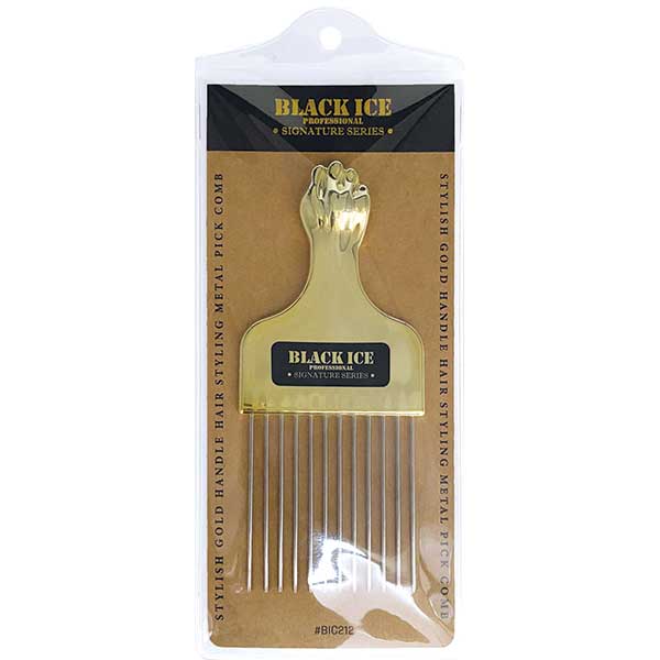 Black Ice Professional Gold Handle Metal Pik Comb