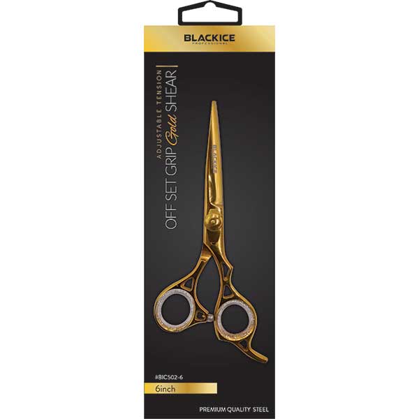 Black Ice Professional Off Set Adjustable Gold 6 inch Shear