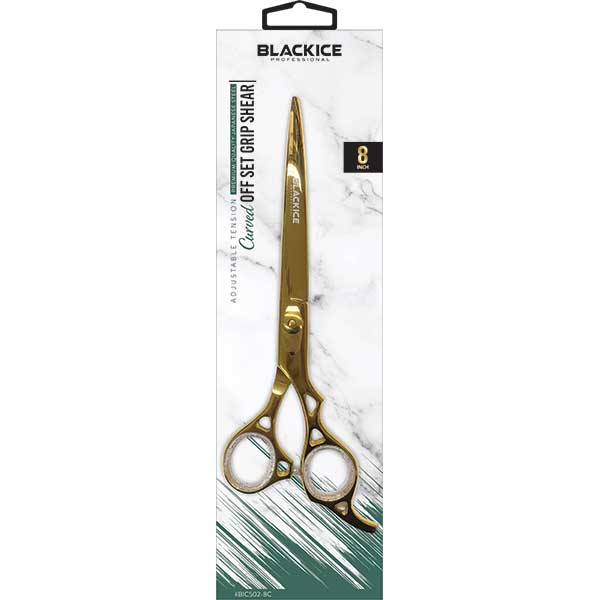 Black Ice Professional Off Set Adjustable Gold 8 inch Curved Shear