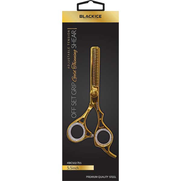 Black Ice Professional Off Set Adjustable Gold 5.5 inch Thinning Shear