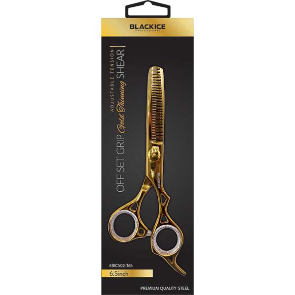 Black Ice Professional Off Set Adjustable Gold 6.5 inch Thinning Shear
