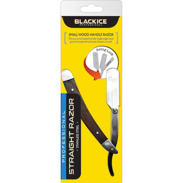 Black Ice Professional Small Wood Handle Straight Razor
