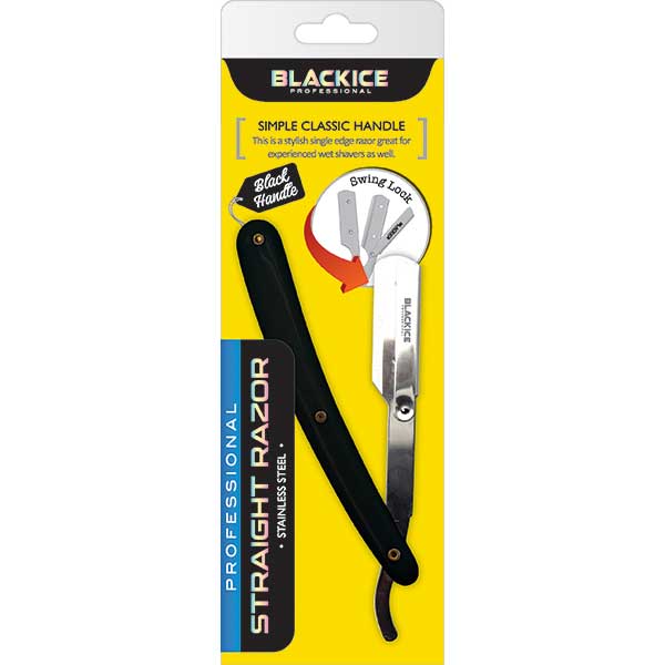 Black Ice Professional Simple Classic Black Handle Straight Razor