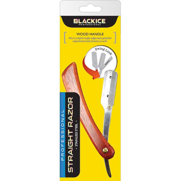Black Ice Professional Wood Handle Straight Razor
