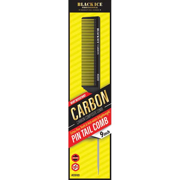 Black Ice Professional Carbon Pin Tail Comb 9in