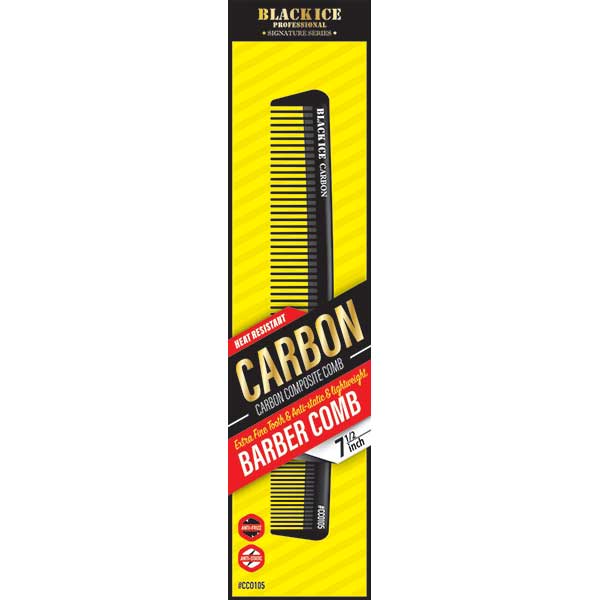 Black Ice Professional Carbon Barber Comb 7.5in