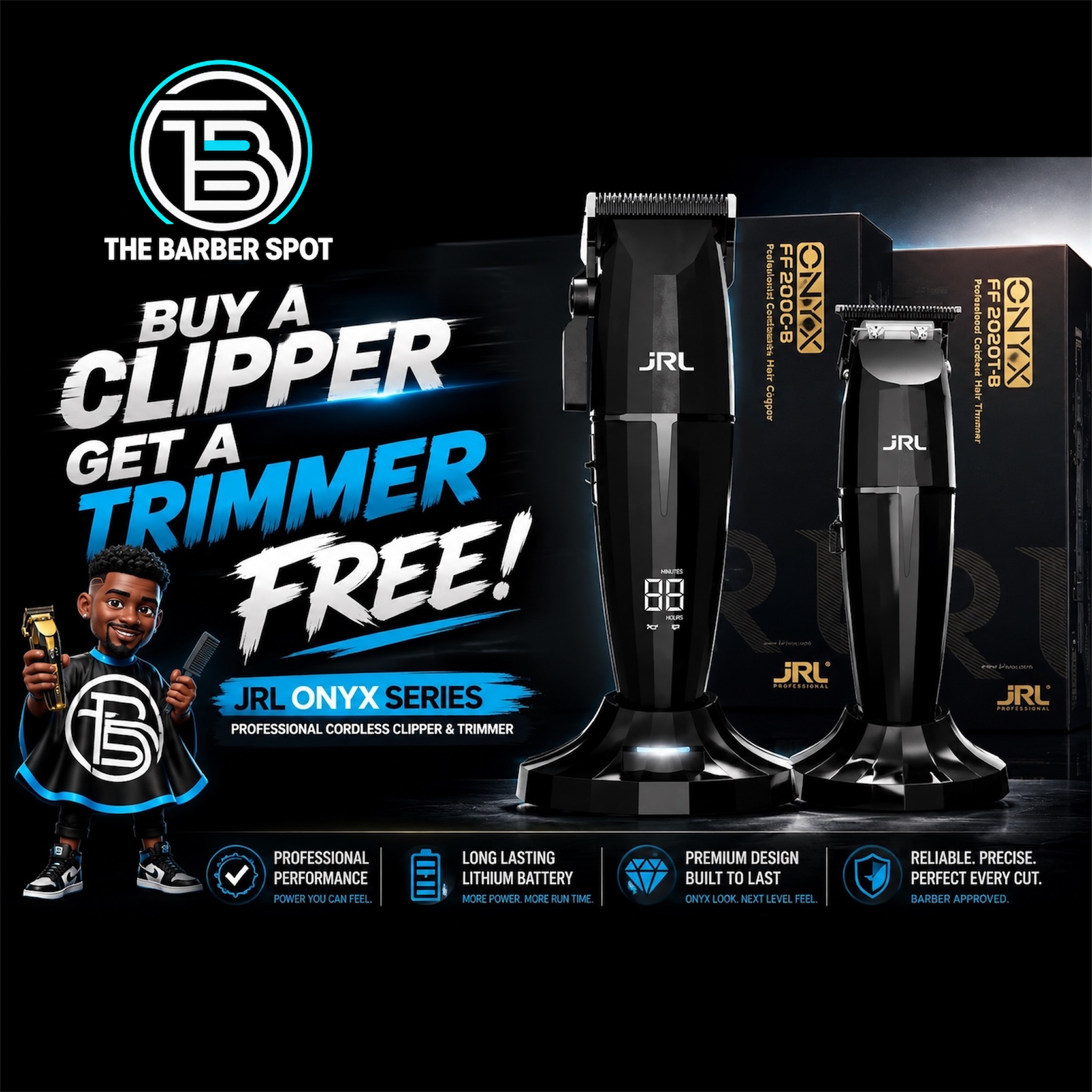 JRL Onyx Clipper (BUY A CLIPPER GET A TRIMMER FREE)