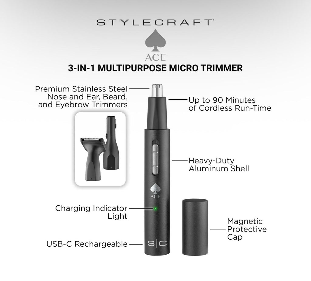 Stylecraft Ace 3-in-1 Rechargeable Multipurpose Hair Trimmer